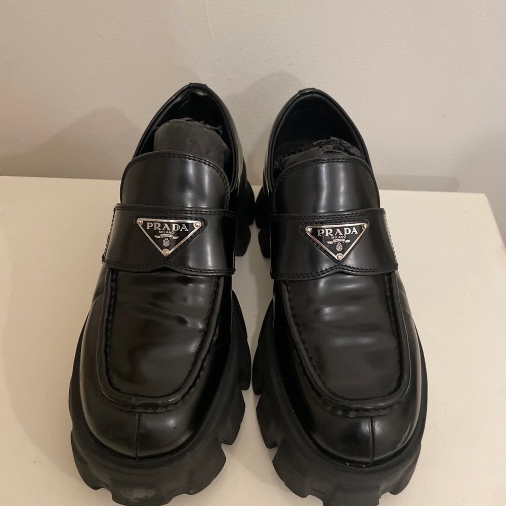 Prada Women’s Glossy Black Slip-On Loafers